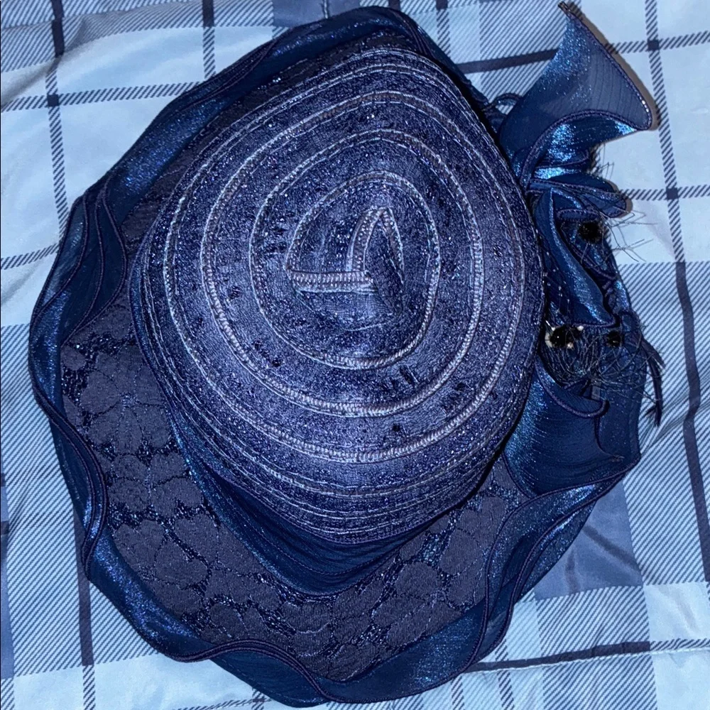 Chic Midnight Blue Women's Hat with Floral Accent